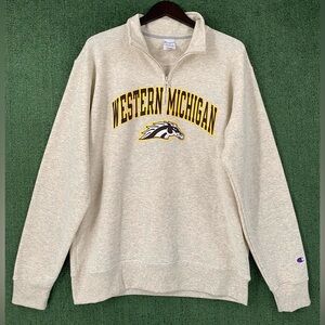 Champion Western Michigan Broncos Stitched 1/4 Zip Sweatshirt Mens Men’s Size XL